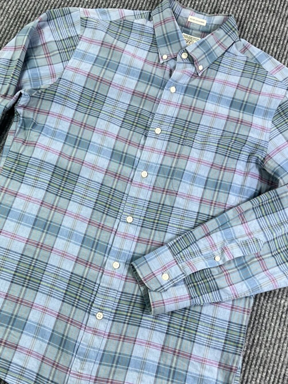 J.Crew Plaid Secret Wash Organic Cotton Slim Untucked Button Down Small Shirt